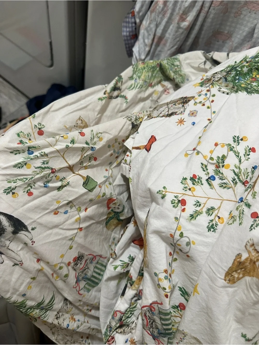 Pottery Barn Cats Christmas Sheet Set (Fitted and Top Sheet) sz XLT